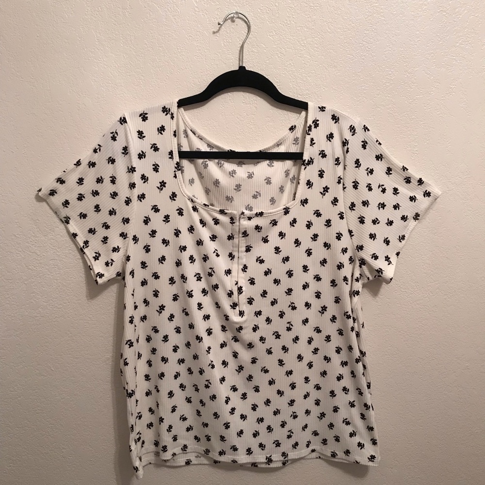 Black and white floral print shirt